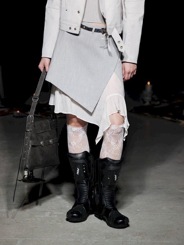 Lace Color Clash Natural Waist Half Skirt【s0000005500】