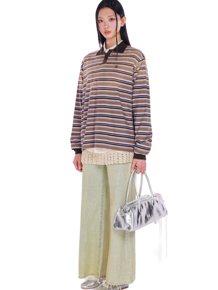 POLO Neck Embroidered Label Long Sleeve T-Shirt【s0000008585】