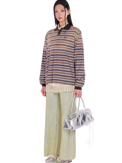 POLO Neck Embroidered Label Long Sleeve T-Shirt【s0000008585】