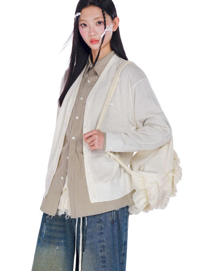 Long soft feeling V-neck knitted cardigan【s0000008606】