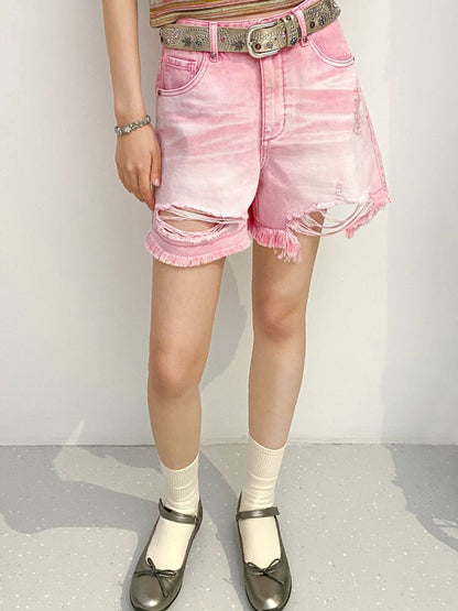Shibuya Swing" Denim Ripped Shorts【s0000008865】"