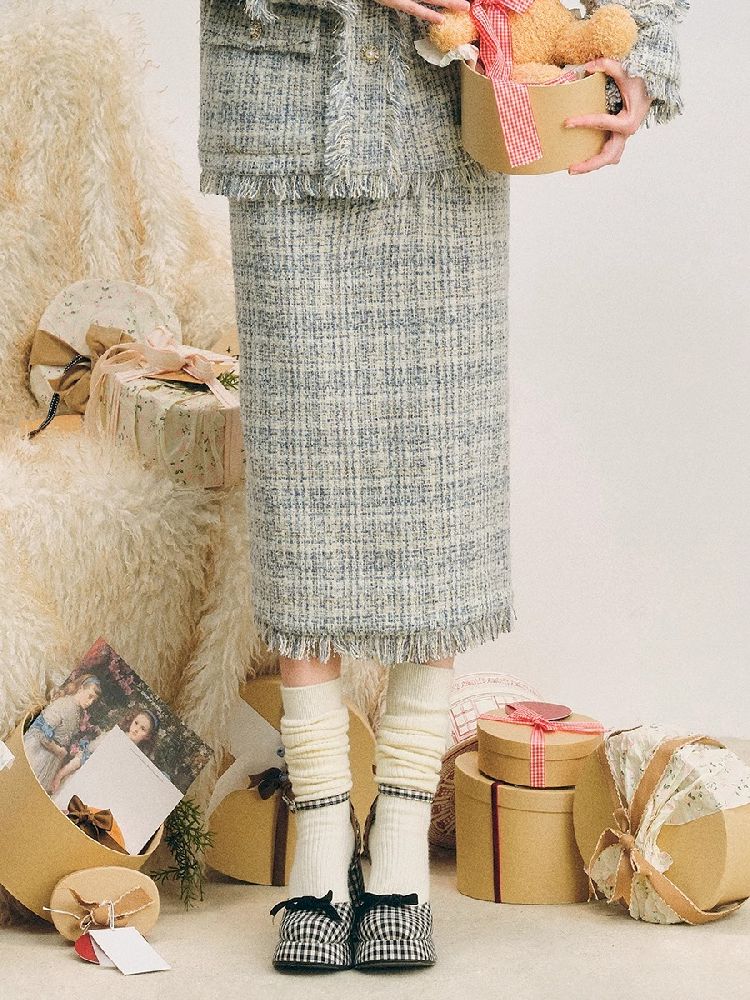 Blue velvet wool two-piece【s0000004612】