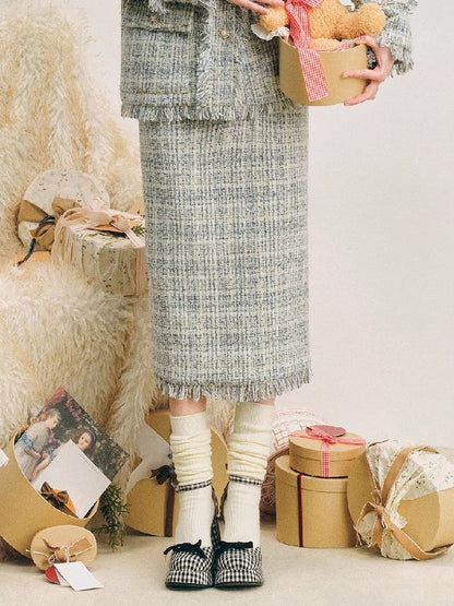 Blue velvet wool two-piece【s0000004612】