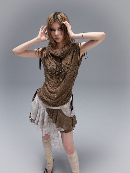 Drawstring Thin Short Sleeve Vest【s0000008472】