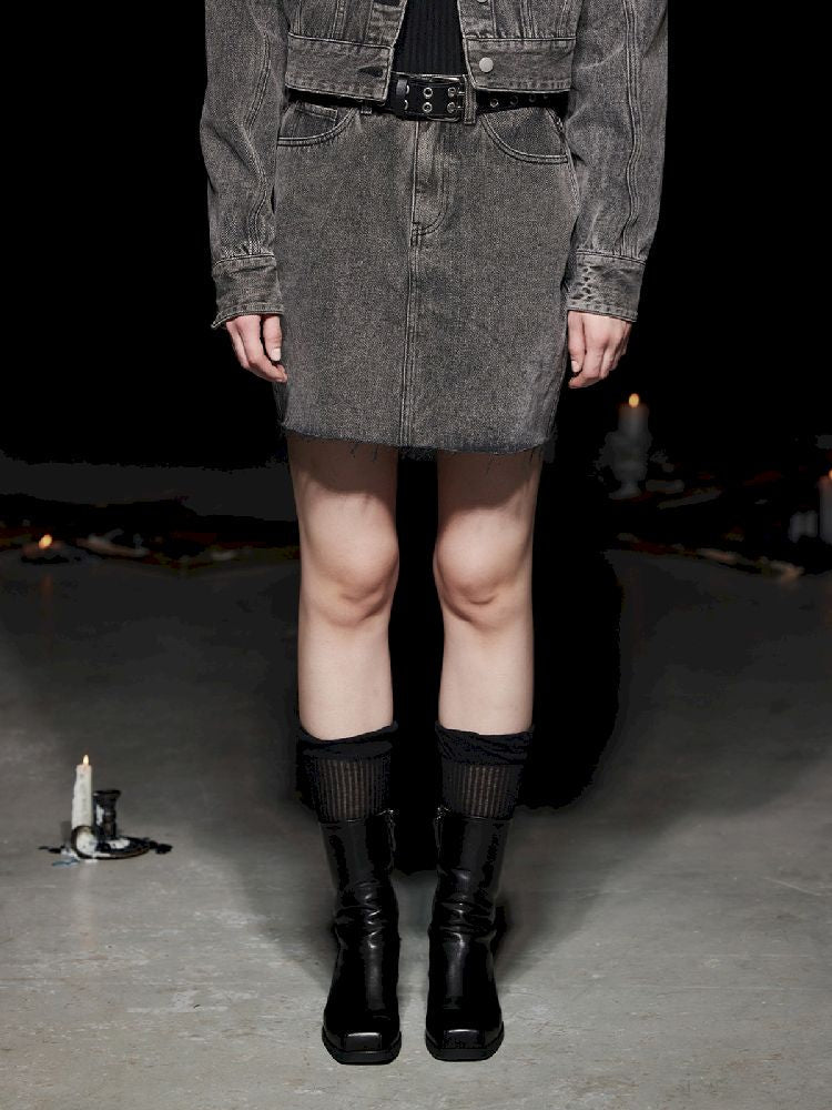 Fried Color Heavy Raw Edge Short Denim Skirt【s0000005493】