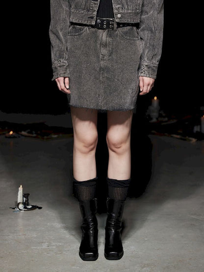 Fried Color Heavy Raw Edge Short Denim Skirt【s0000005493】