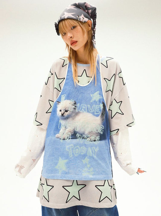 Printed cat's vest【s0000008218】