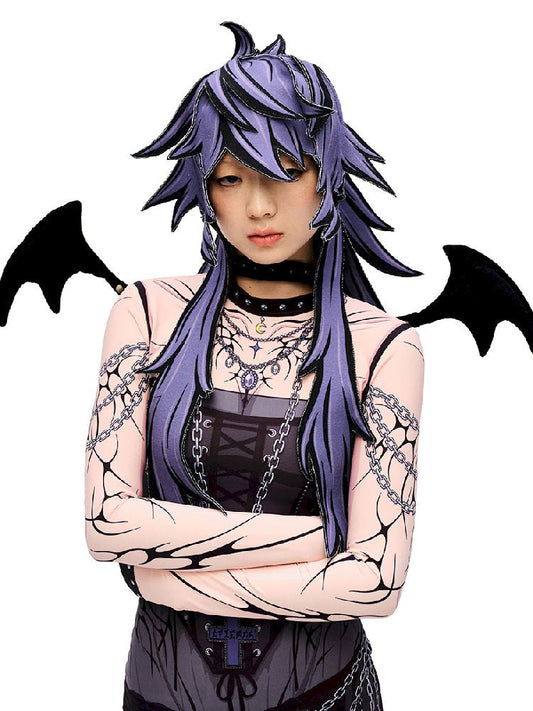 Witch Print Long Sleeve Fishtail Dress【s0000010231】