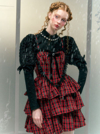 Checkered Love Puffy Cake Dresses【s0000006048】