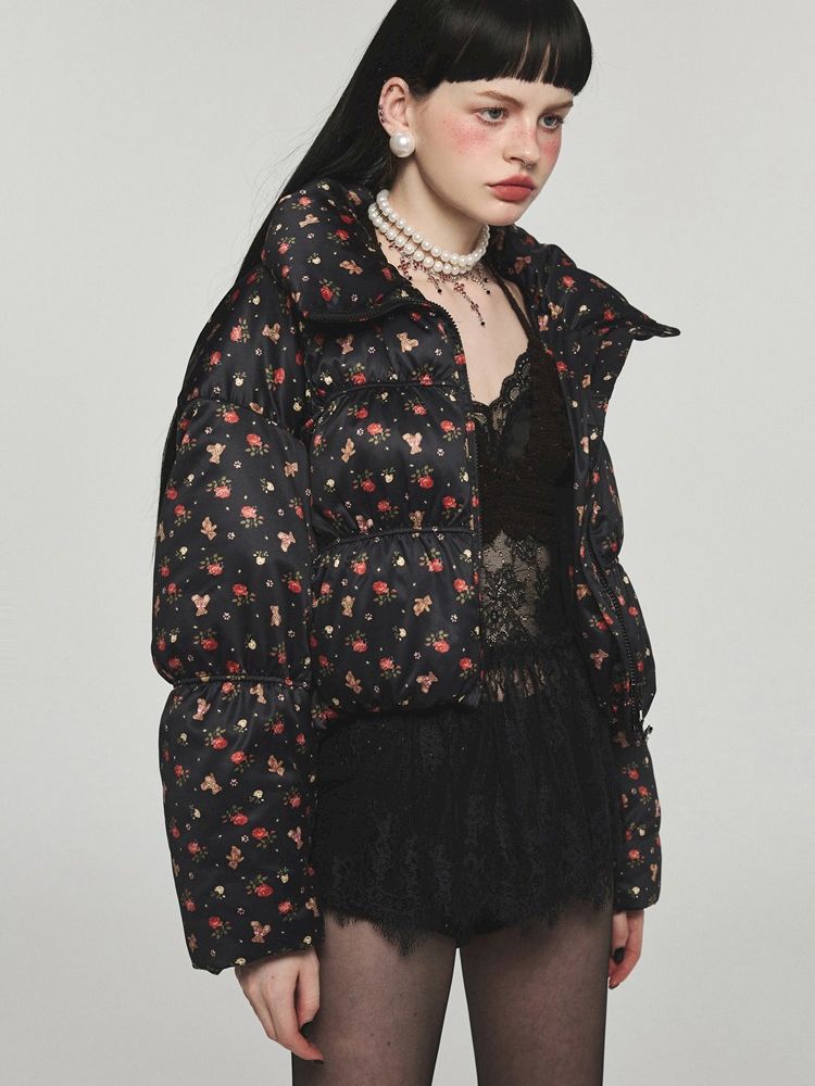 Down floral down jacket【s0000004748】