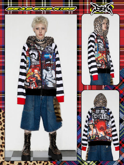 American punk leopard print Zipper Sweatshirt Jacket【s0000010272】