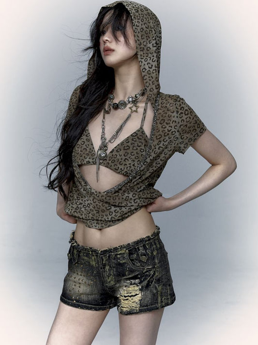 Low-Rise Washed Black Shorts