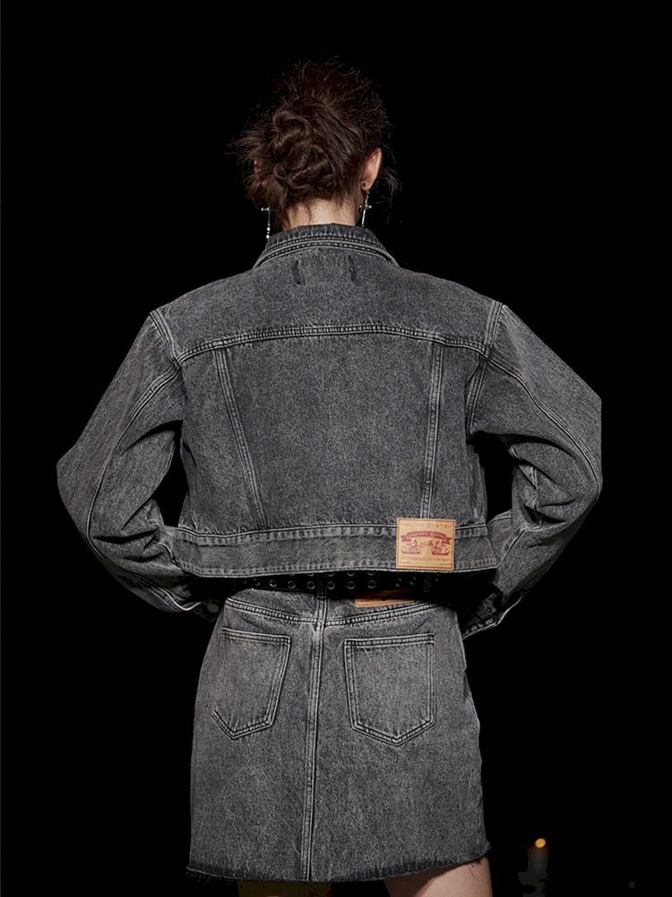 Fried Color buttons super silhouette lapel denim jacket【s0000005494】