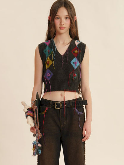 Fringe Sleeveless Knit Vest【s0000006030】