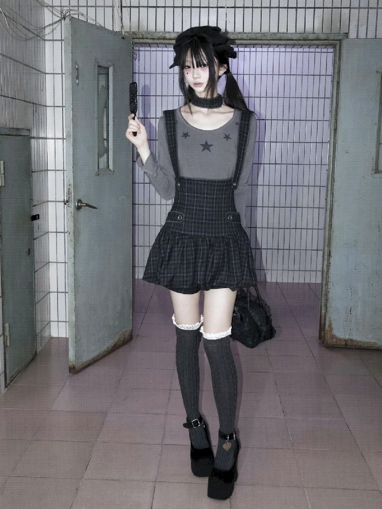 Plaid Halter Poncho Dress Pants【s0000012027】