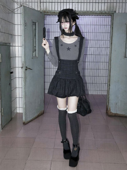 Plaid Halter Poncho Dress Pants【s0000012027】