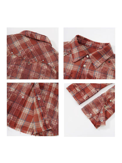 Old Studded Plaid Swoosh Work Shirt【s0000008494】