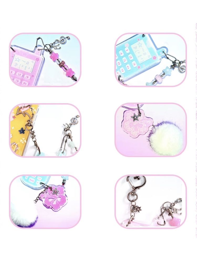 Fuchsia Flower Phone Glitter Drip Hanging【s0000012664】