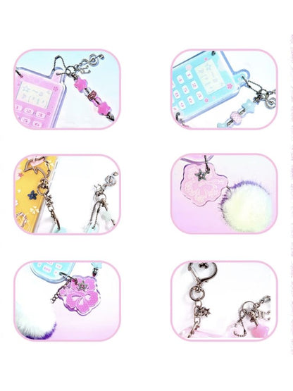 Fuchsia Flower Phone Glitter Drip Hanging【s0000012664】