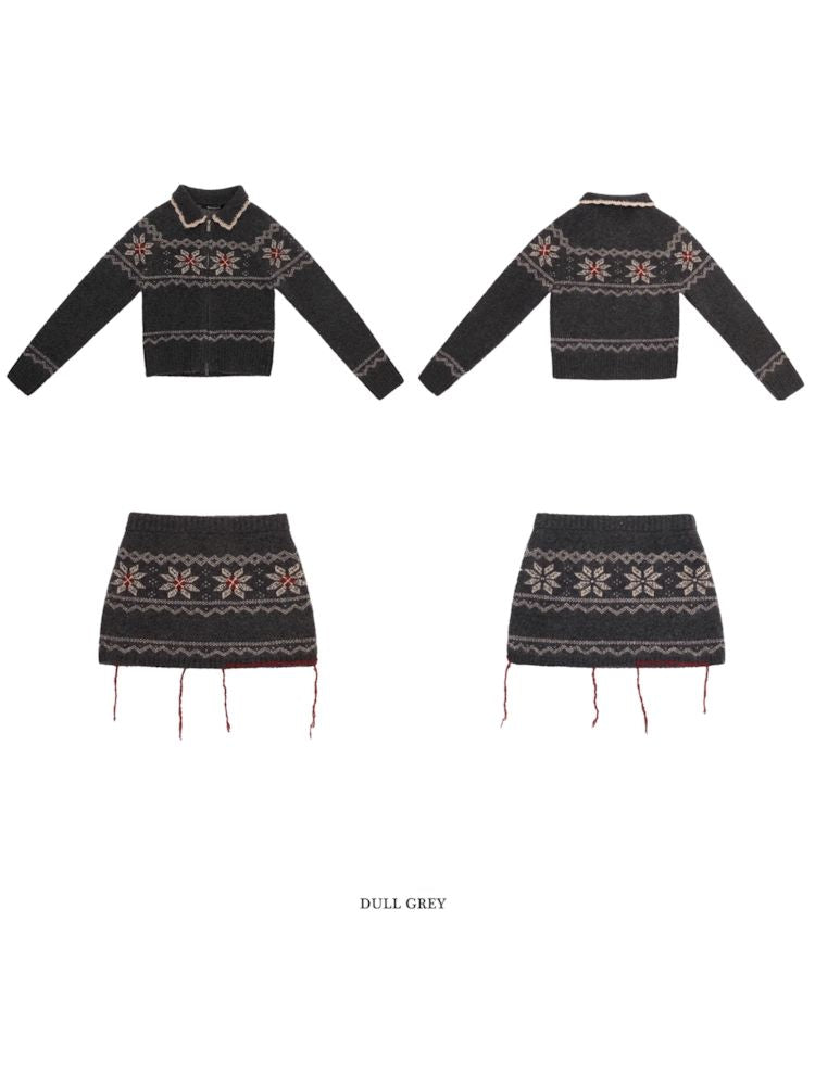 Tassel Zipper Sweater Knit Cardigan Set【s0000006011】