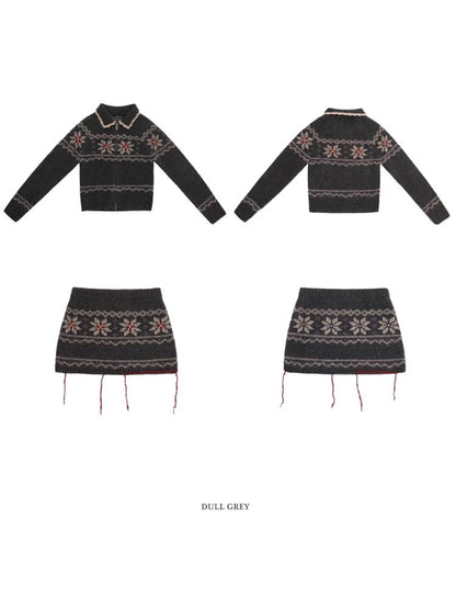 Tassel Zipper Sweater Knit Cardigan Set【s0000006011】