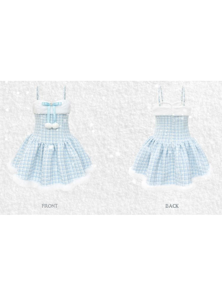 Diamond Bow Hairball Halter Dress【s0000006050】