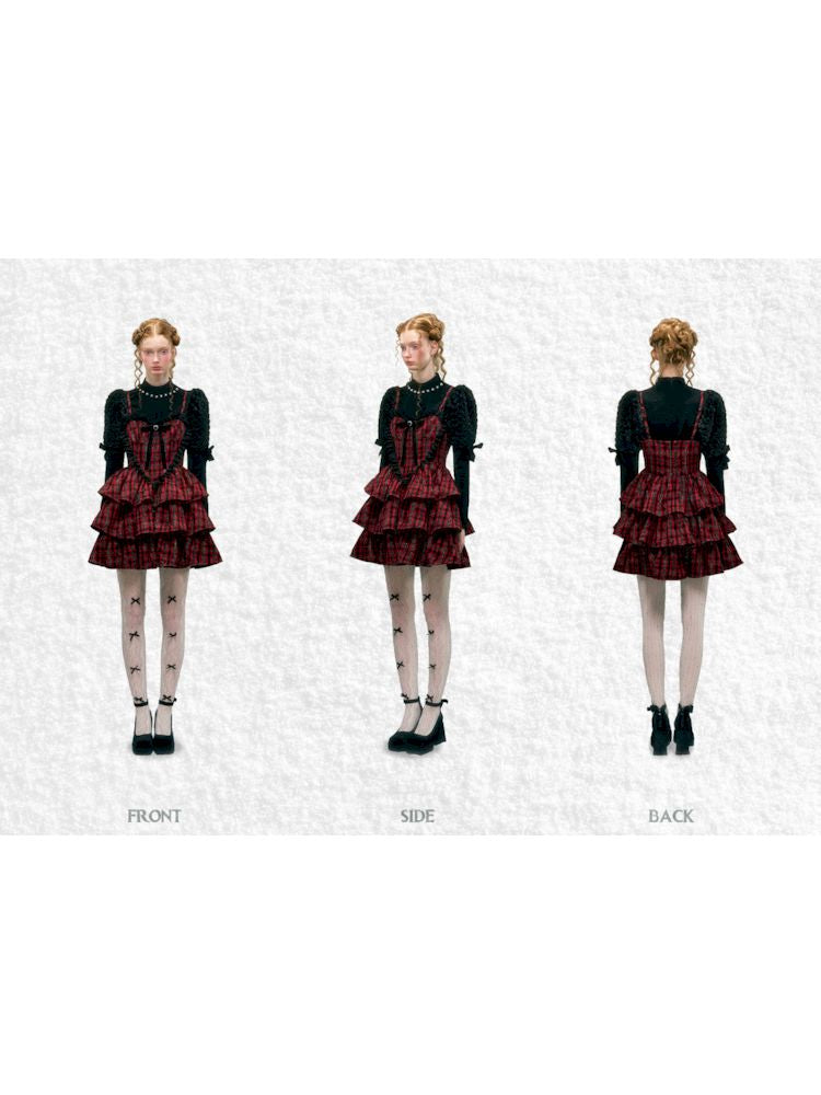 Checkered Love Puffy Cake Dresses【s0000006048】