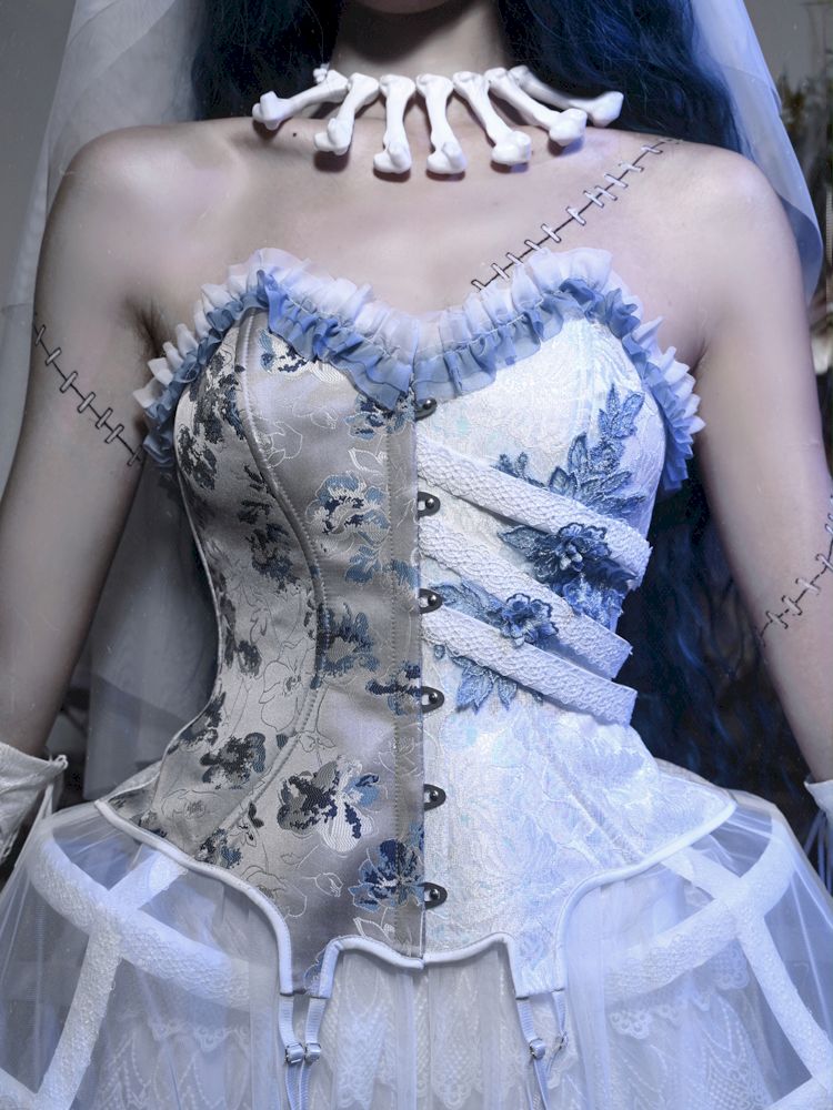 Gothic Ribbed Lace Corset Dress【s0000010034】