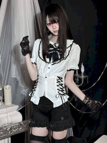 Black Vest Lace Shorts Set【s0000012021】