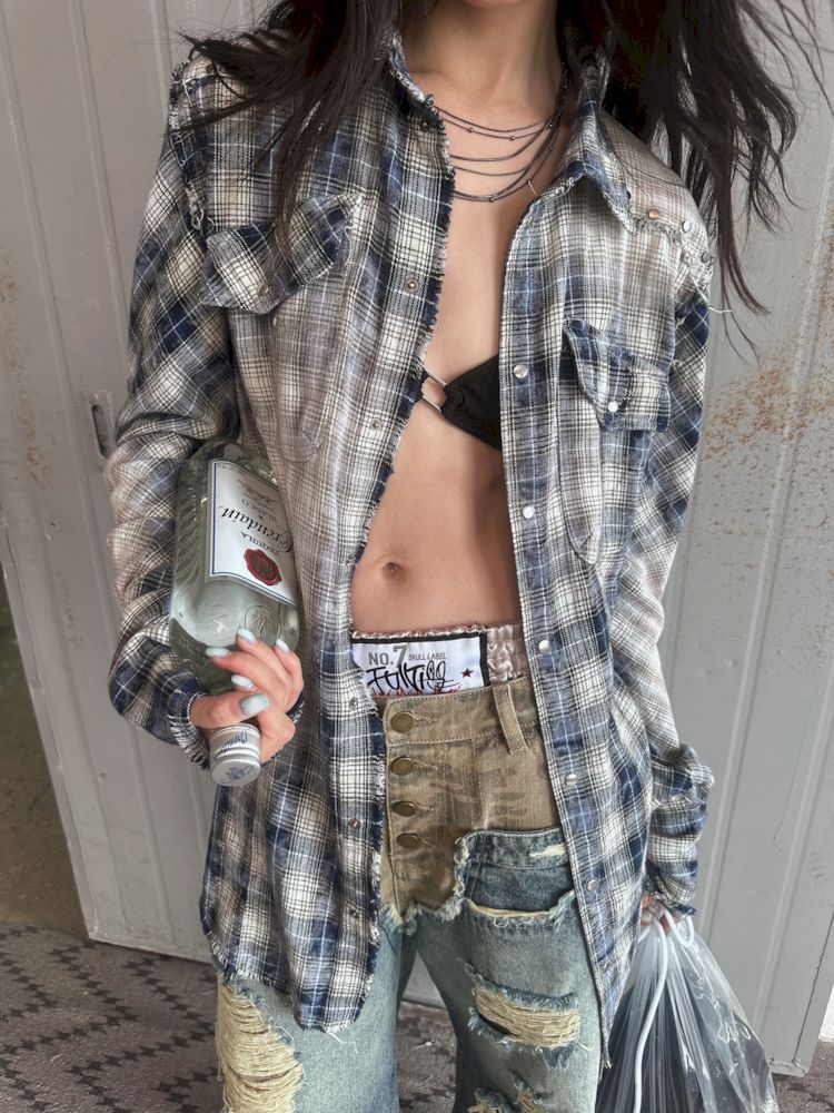 Old Studded Plaid Swoosh Work Shirt【s0000008494】