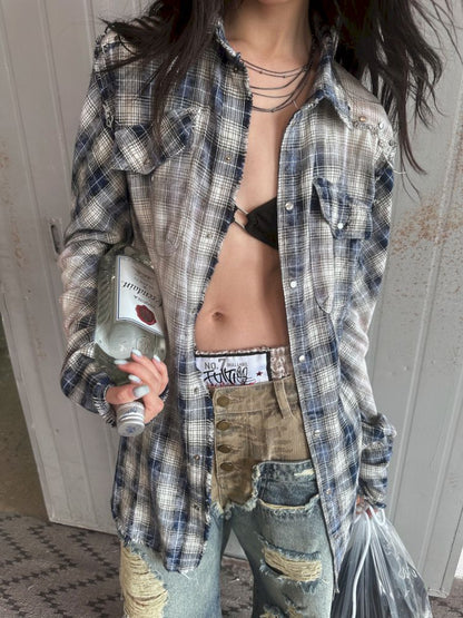 Old Studded Plaid Swoosh Work Shirt【s0000008494】