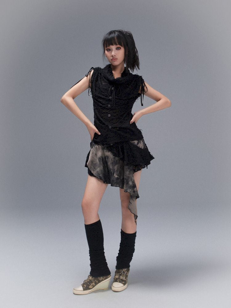 Drawstring Thin Short Sleeve Vest【s0000008472】