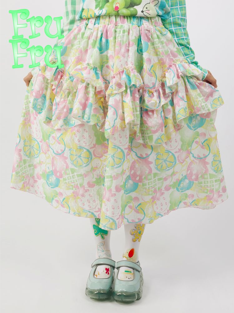 Fruit Printed Umbrella Skirt【s0000009909】