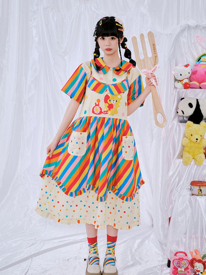 Rainbow Diary Printed Halter Dress【s0000009103】