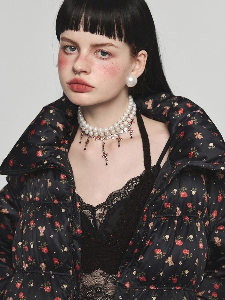 Down floral down jacket【s0000004748】