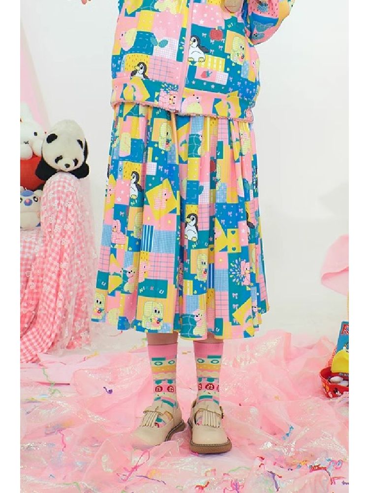 Printing Shaker Pleated Skirt 【s0000004665】