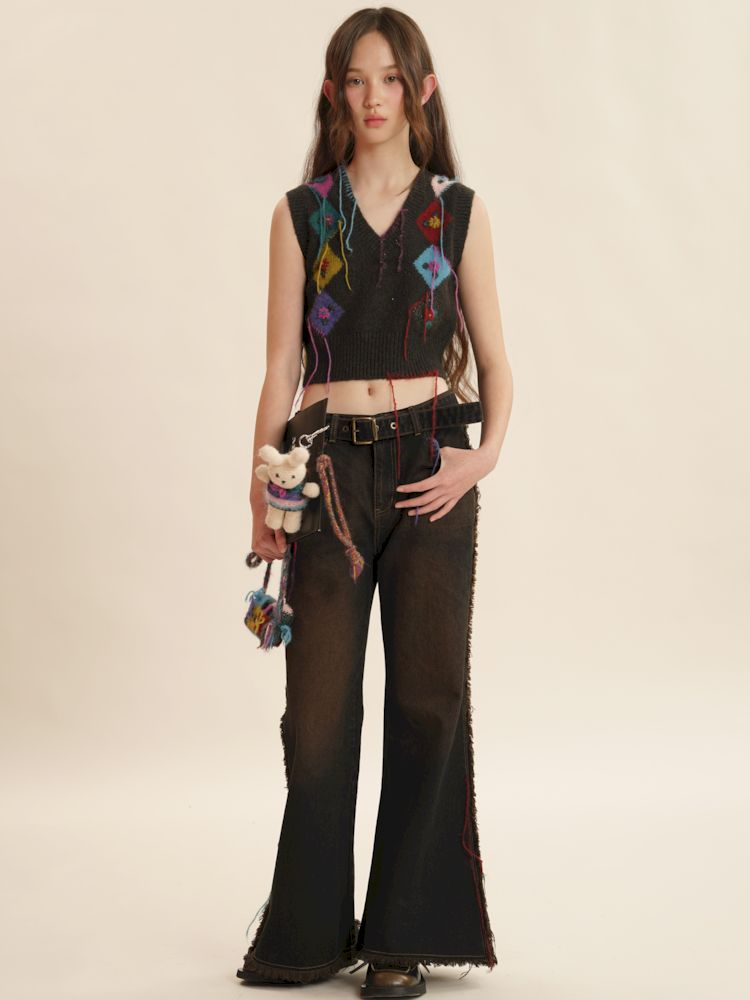 Fringe Sleeveless Knit Vest【s0000006030】