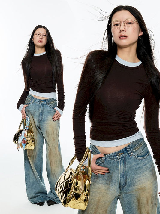 Basic Round Neck Rhinestone T【s0000006284】