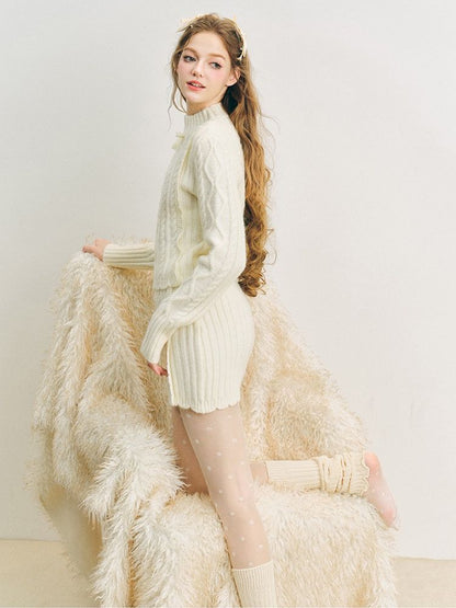 Knit Lace Set Soft Twist Sweater【s0000005282】