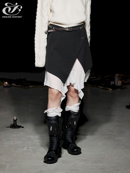 Lace Color Clash Natural Waist Half Skirt【s0000005500】