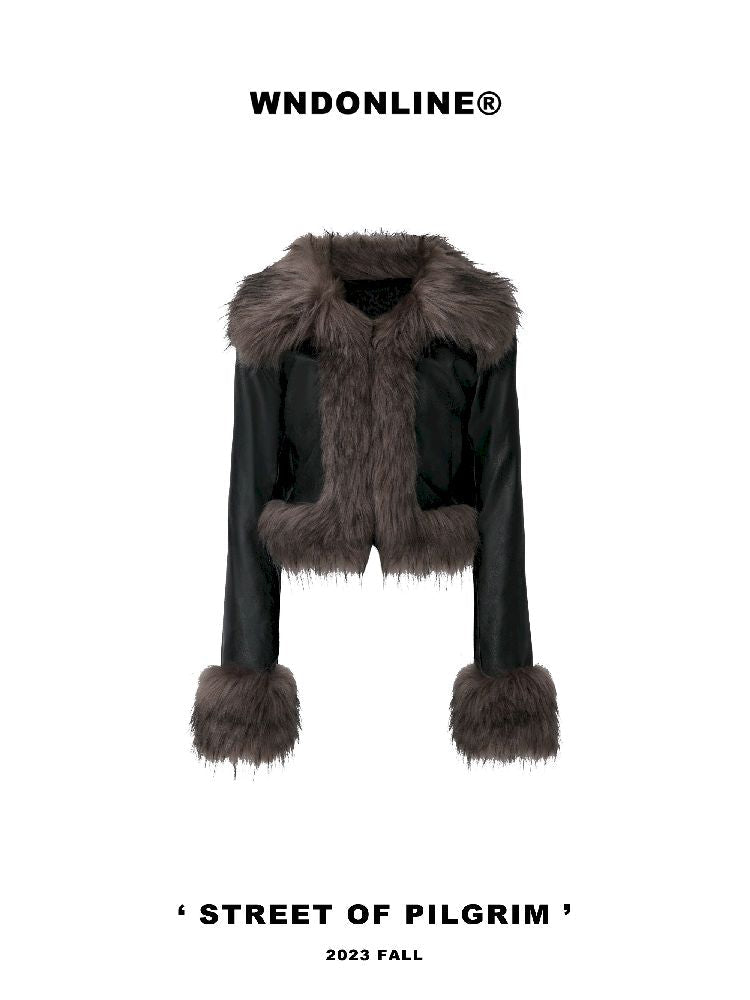 Faux raccoon fur collar do old thick coat【s0000004765】