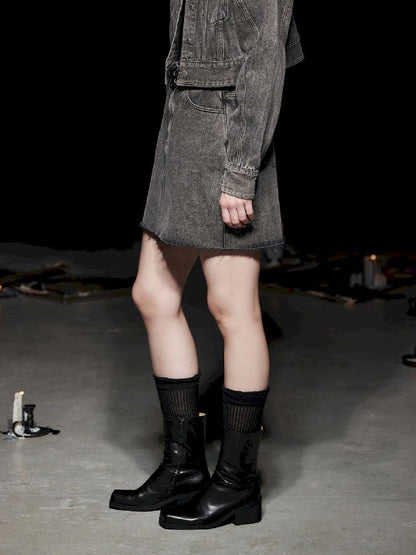 Fried Color Heavy Raw Edge Short Denim Skirt【s0000005493】