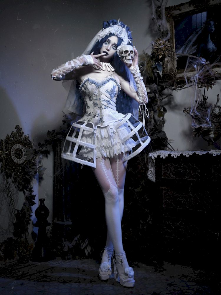 Gothic Ribbed Lace Corset Dress【s0000010034】