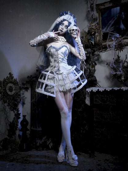 Gothic Ribbed Lace Corset Dress【s0000010034】