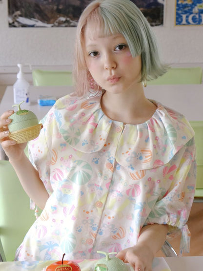 Candy Printed Cute Doll Collar Girl Shirt【s0000009085】