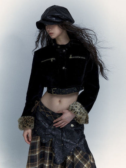 short leopard fur coat