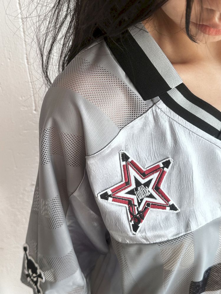 Satin Patchwork Street Oversize Jersey T-Shirt【s0000008498】