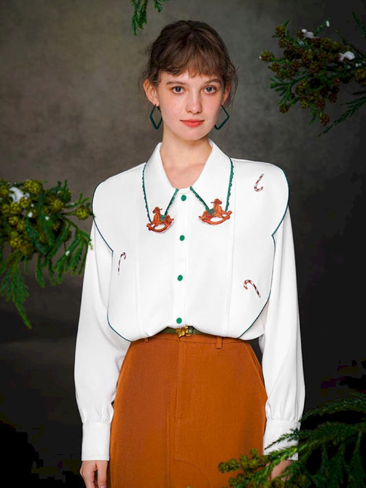 Vintage Color Clash White Shirt 【s0000005374】