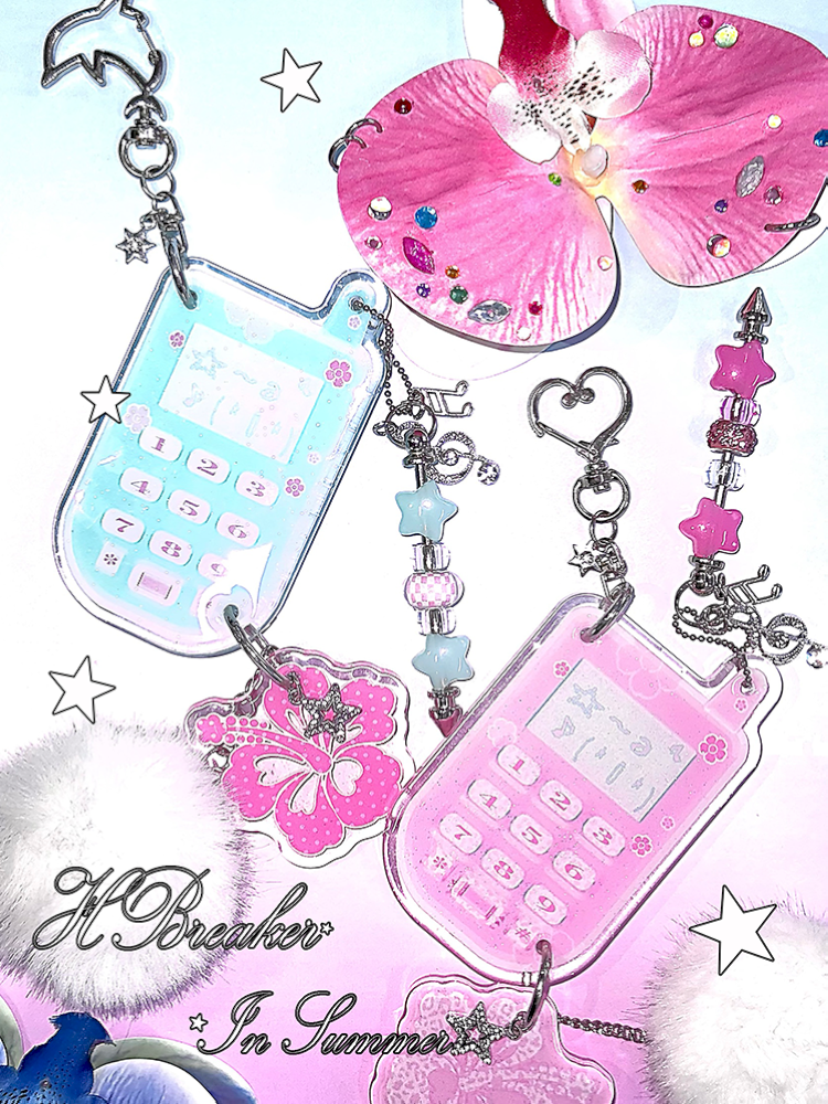Fuchsia Flower Phone Glitter Drip Hanging【s0000012664】