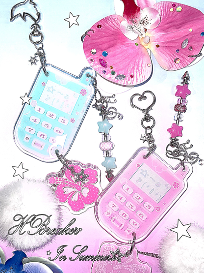 Fuchsia Flower Phone Glitter Drip Hanging【s0000012664】